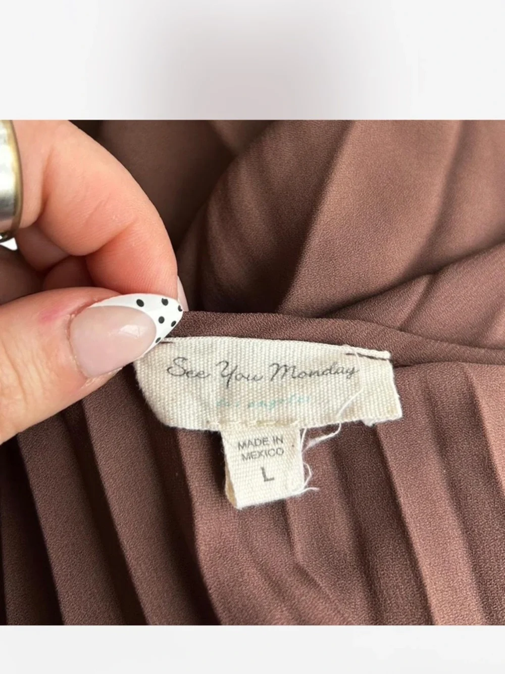 See You Monday Brown Pleated Midi Slip Dress - Picture 5 of 5